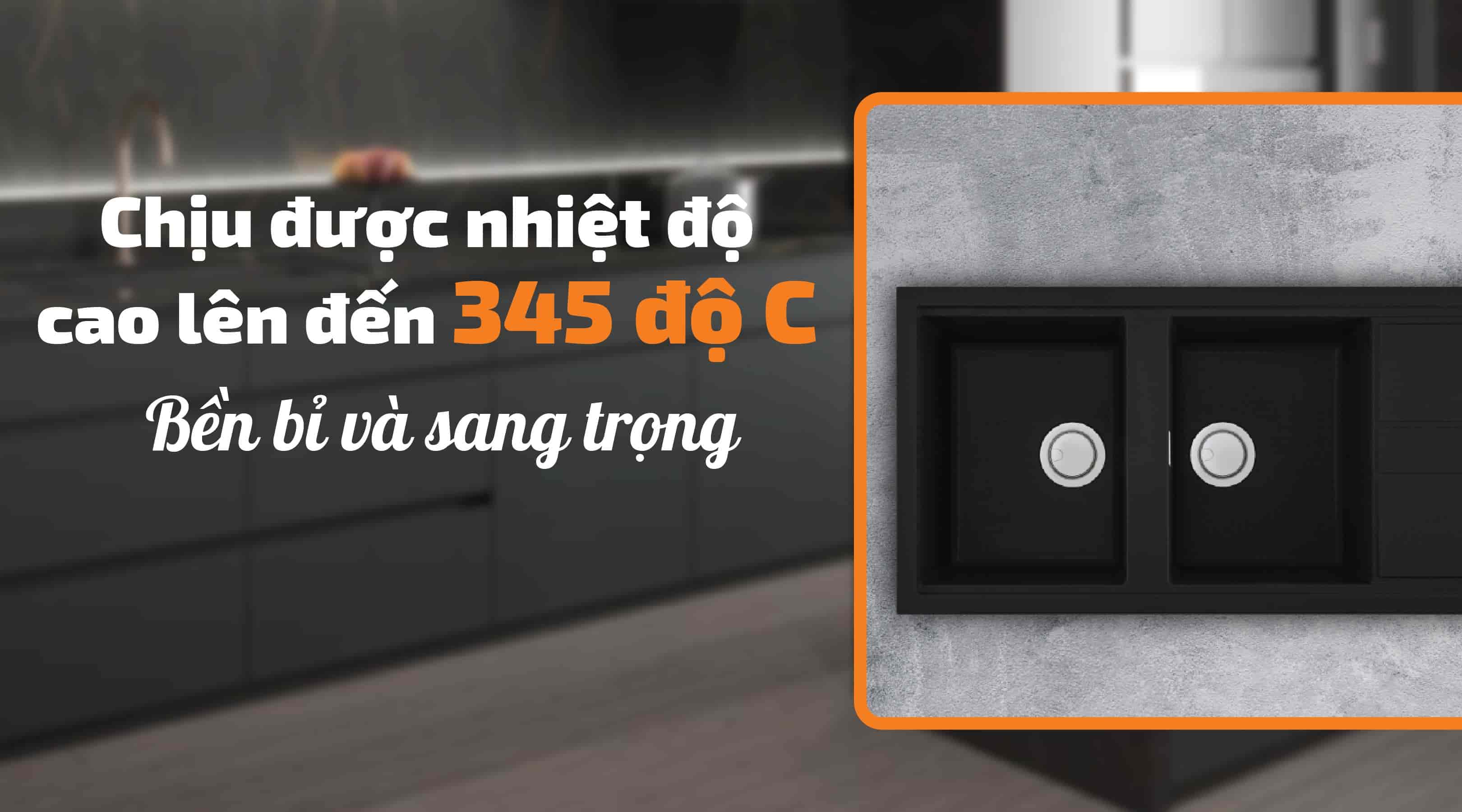 Chậu rửa chén Malloca NERO K-50040 - Chịu được nhiệt độ cao